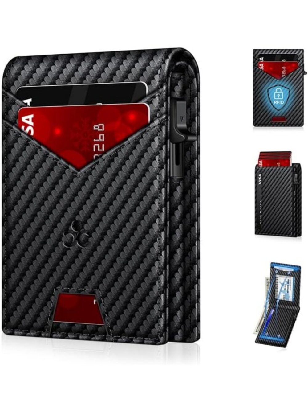 Minimalist RFID Blocking Wallet for Men - Slim Card Holder for 12-14 Cards
